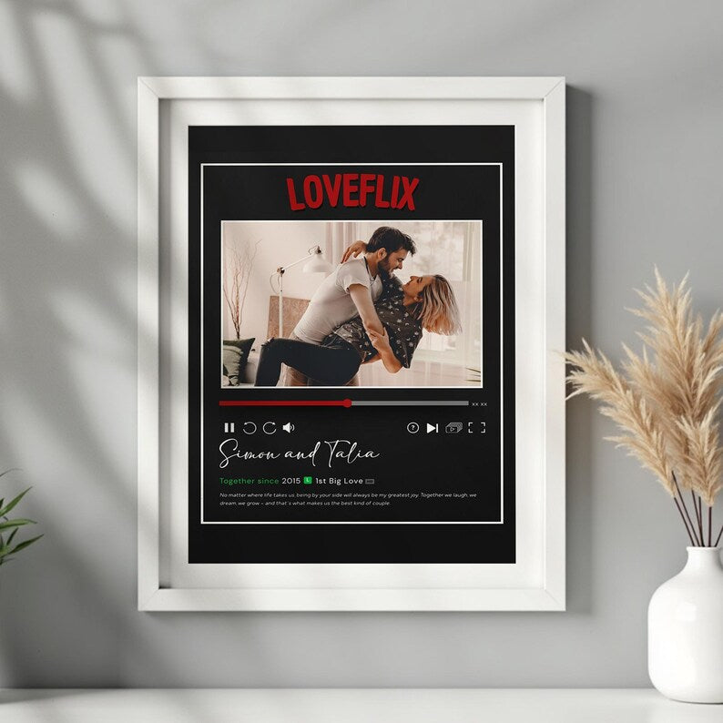 LoveFlix Couple Photo Music Player Frame, Romantic Anniversary Gift