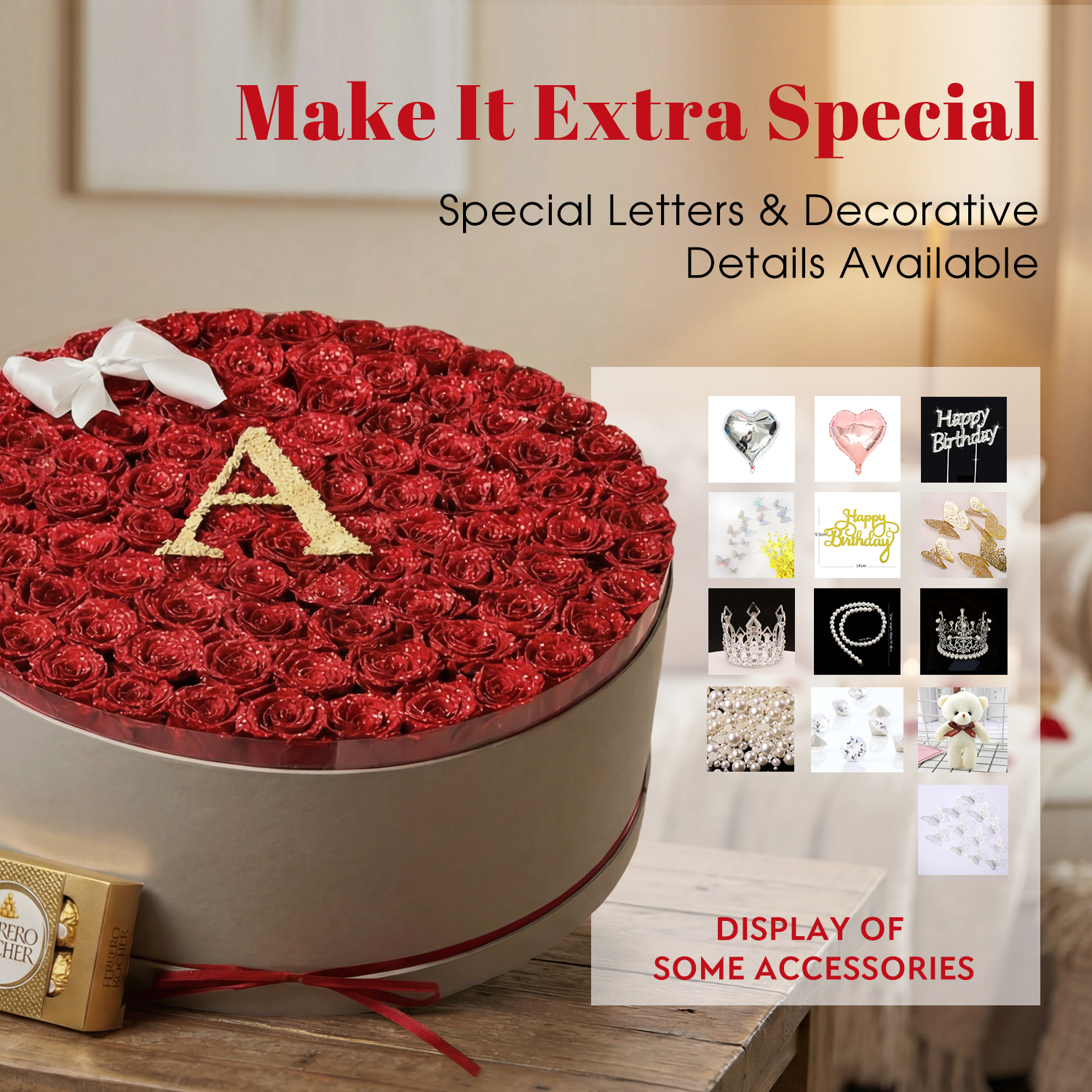 Personalized Glitter Roses With Initial