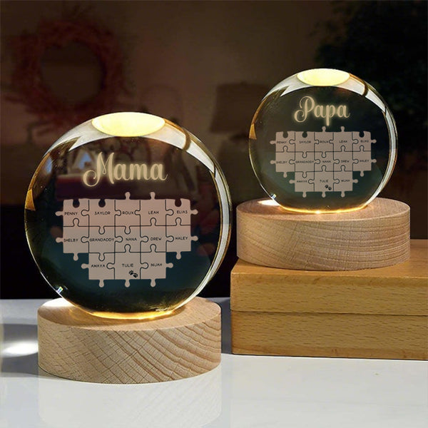 Customized Mom Puzzle Crystal Ball Night Light Mother's Day Gift For Mom