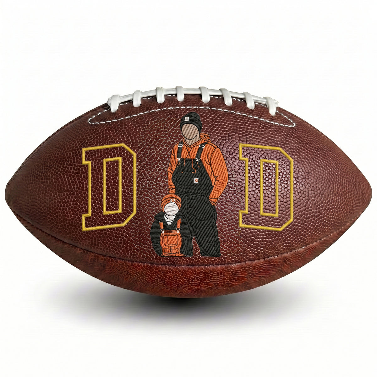 Custom Embroidered Football with DAD Design – Choice of Full Color or Outline Photo – Father's Day Gift