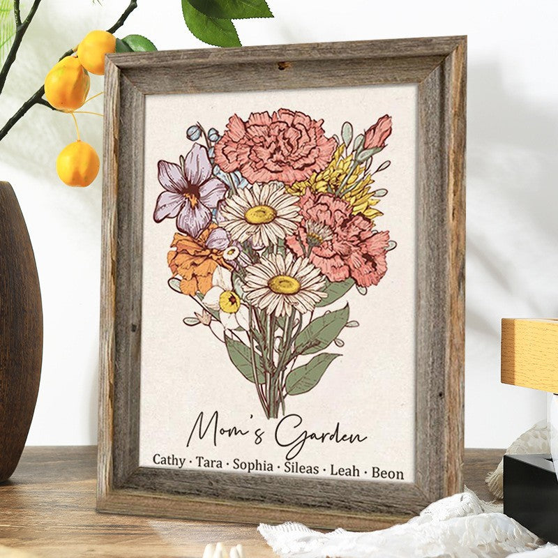 Custom Grandma's Garden Birth Flower Bouquet Art Print For Mother's Day Gift