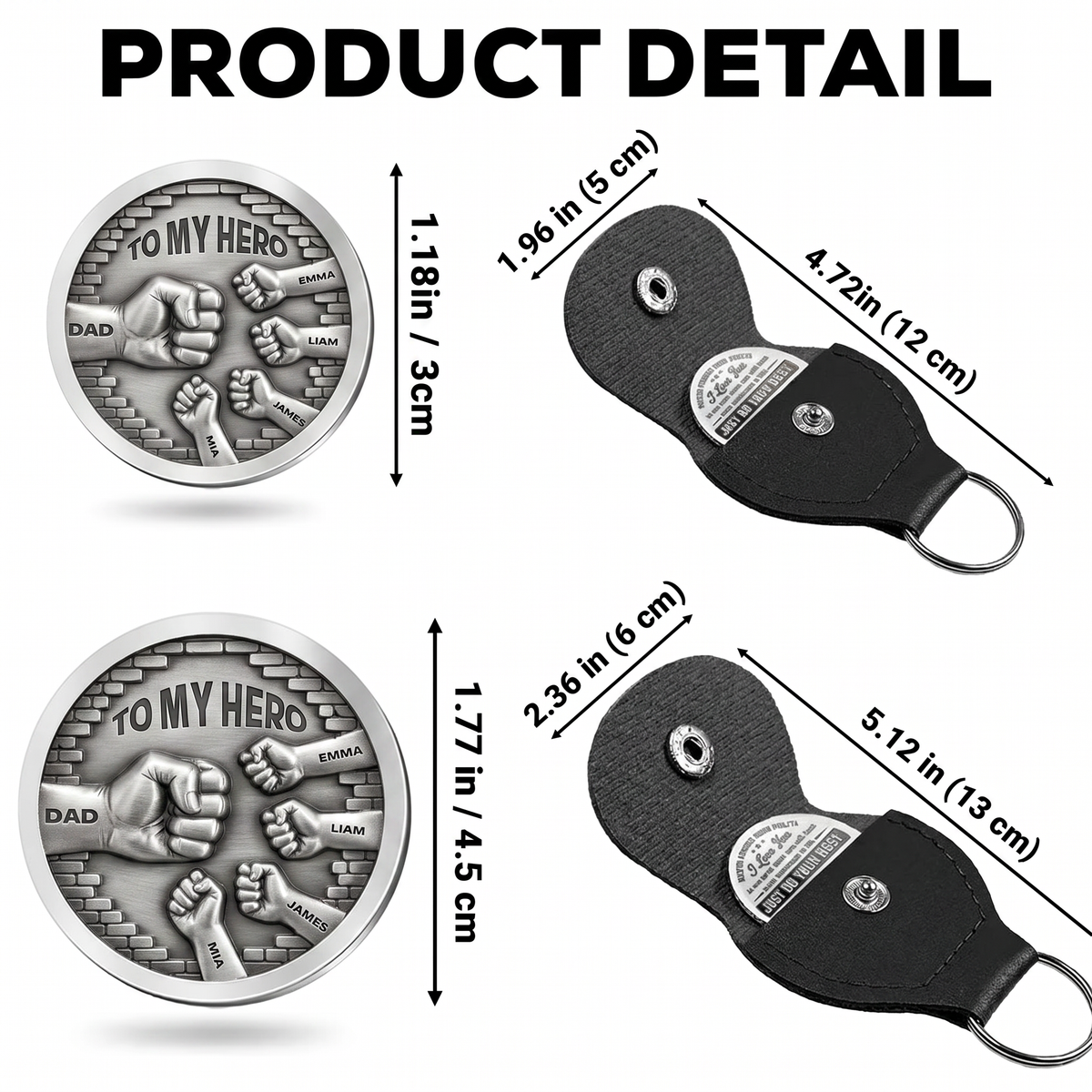 Top Dad Fist Personalized Custom Pocket Hug Coin-Father's Day Gift