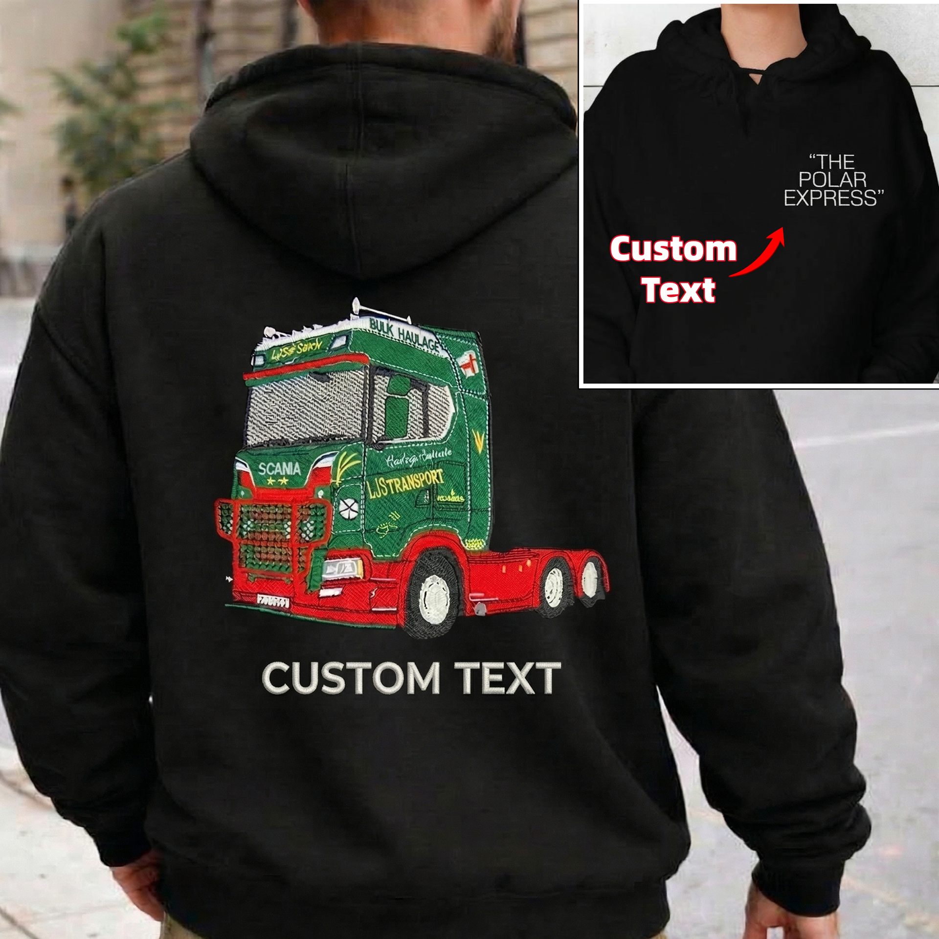 Custom Embroidered Car Hoodie (Back Design)—The Perfect Gift For Car Enthusiasts, Boyfriends, Or Dads