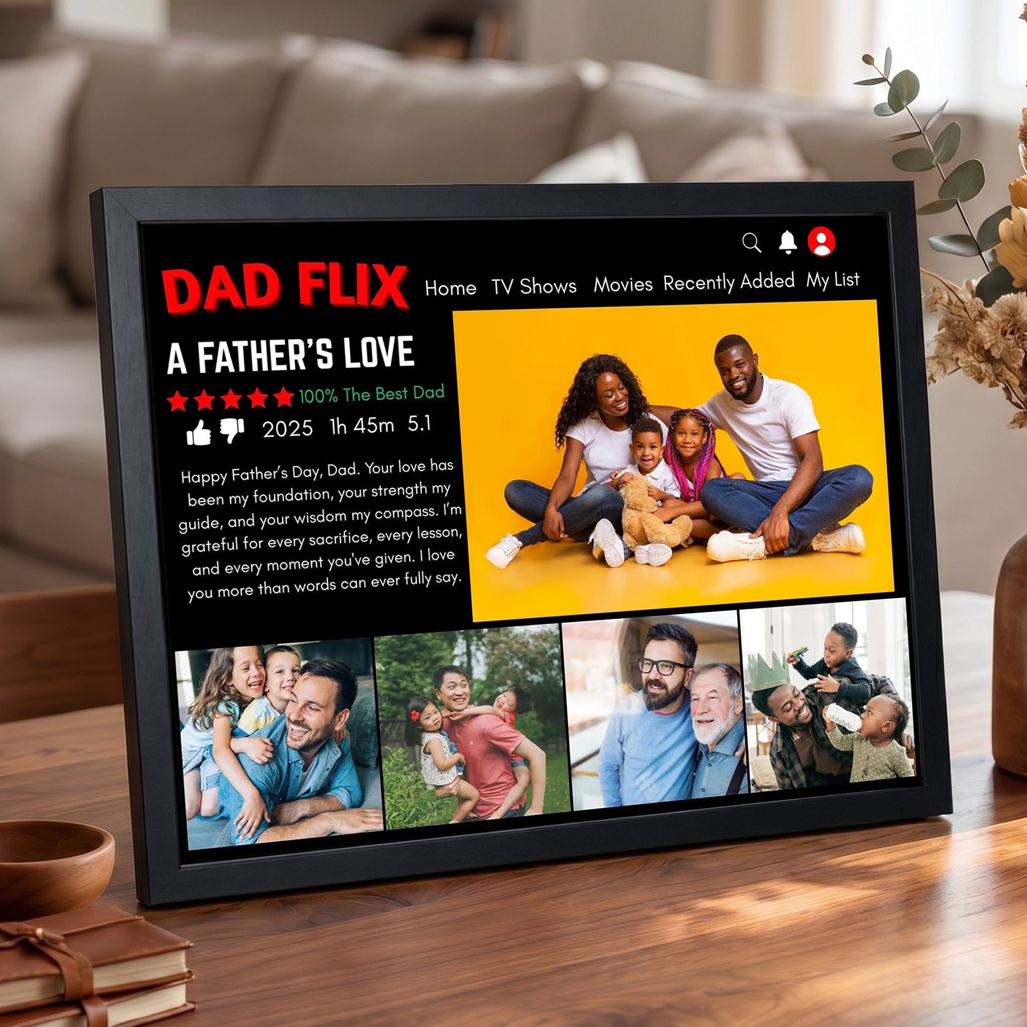A Father's Love - Custom Photo Dadflix Movie Frame for Father’s Day