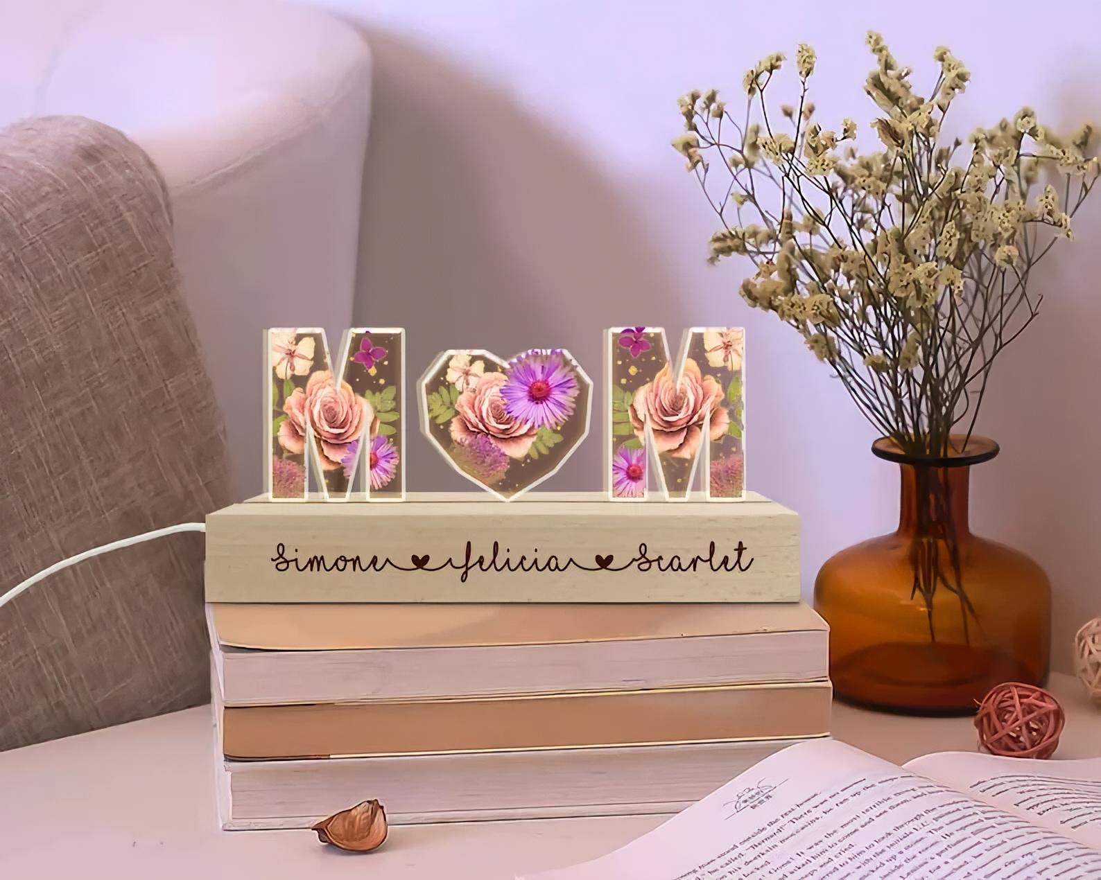 Custom Mother's Day Gift Ideas, Acrylic Night Light for Mom, 3D Night Lamp, New Mom Gift