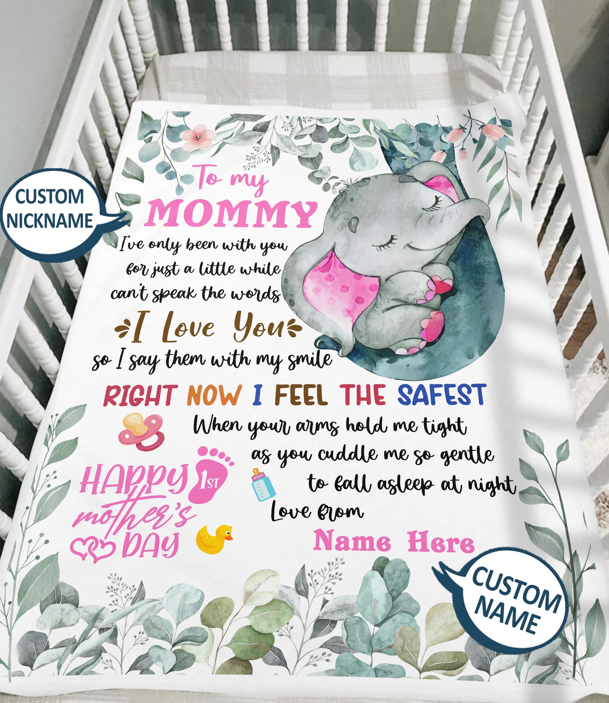 First Mother's Day Elephant Blanket Gifts For Best Mom