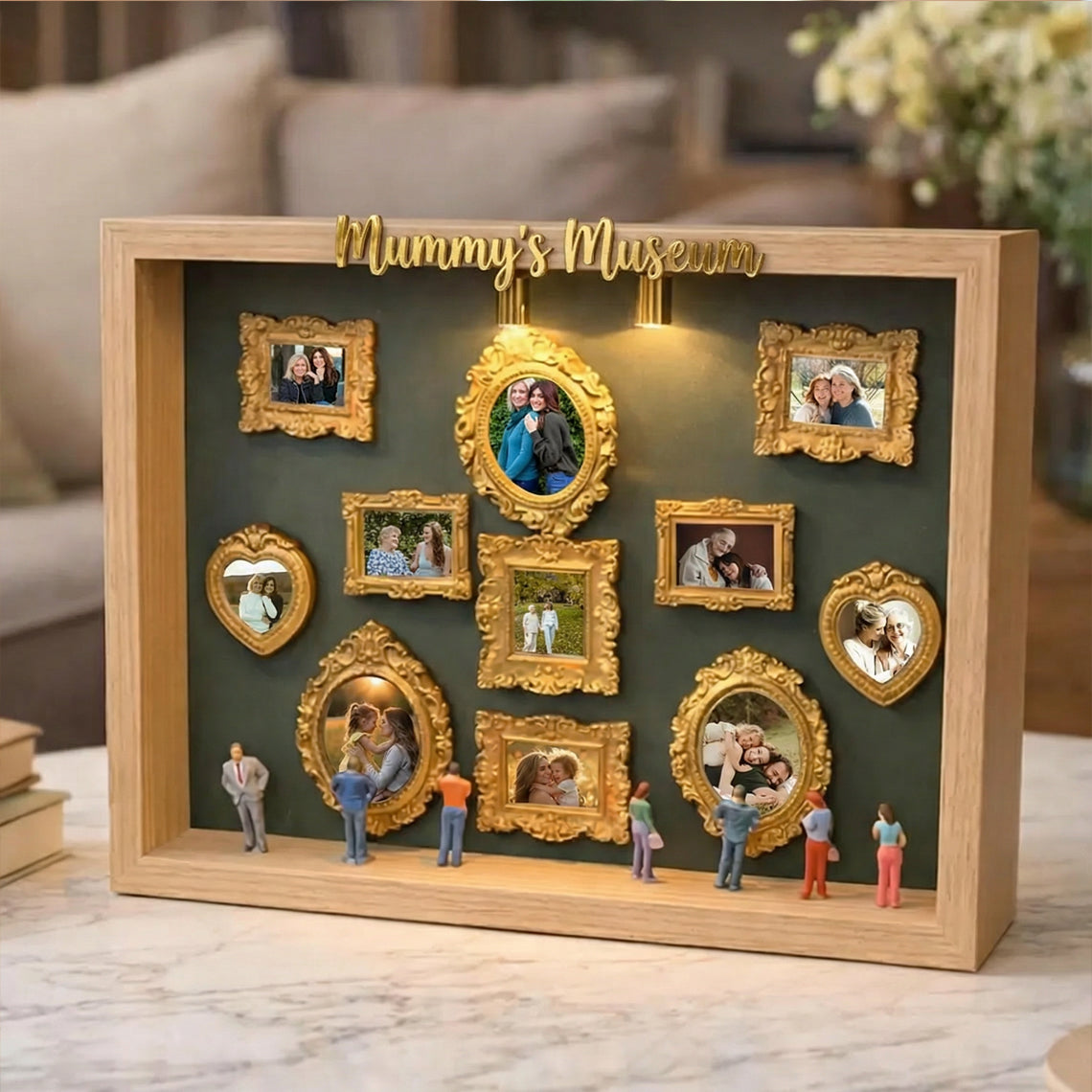 Personalized Mom's Memory Museum Photo Frame with Light, DIY Mini Museum Frame Box,Mother's Day Gift