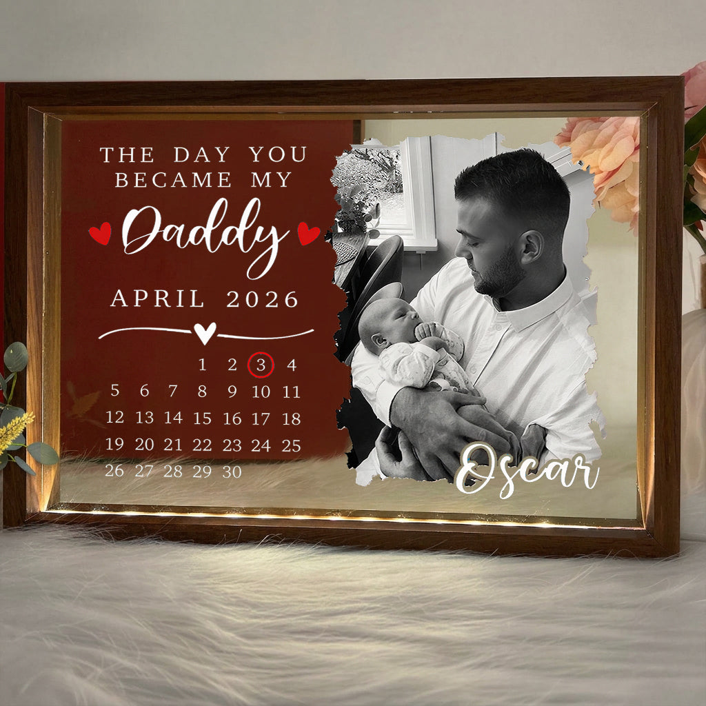 Custom LED Photo Frame for Dad | Personalized with "The Day You Became My Daddy" Date, Father's Day Gift