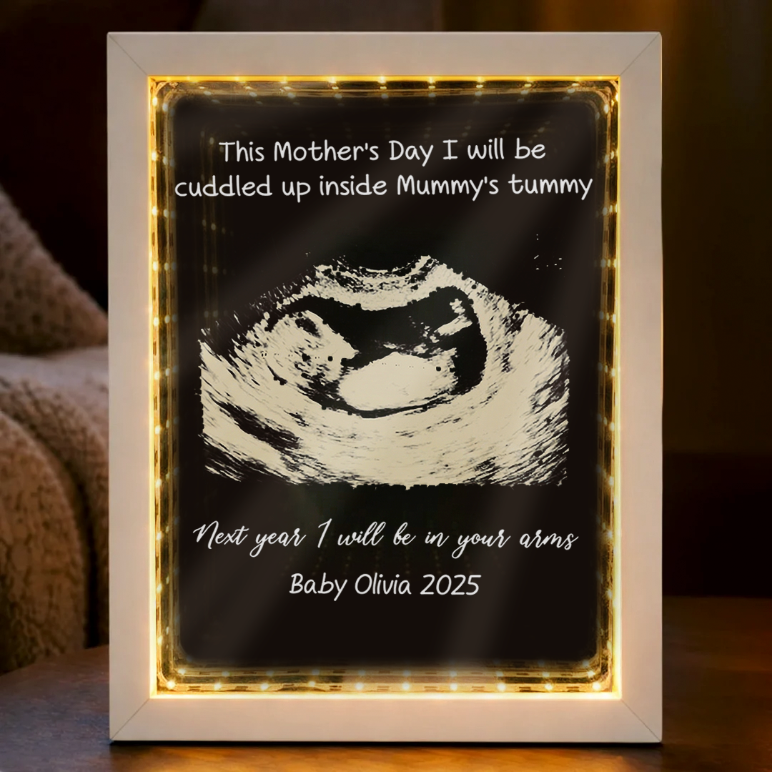 Pregnant Mom Gift, Personalised First Mother’s Day Photo LED Night Light, Pregnancy Announcement