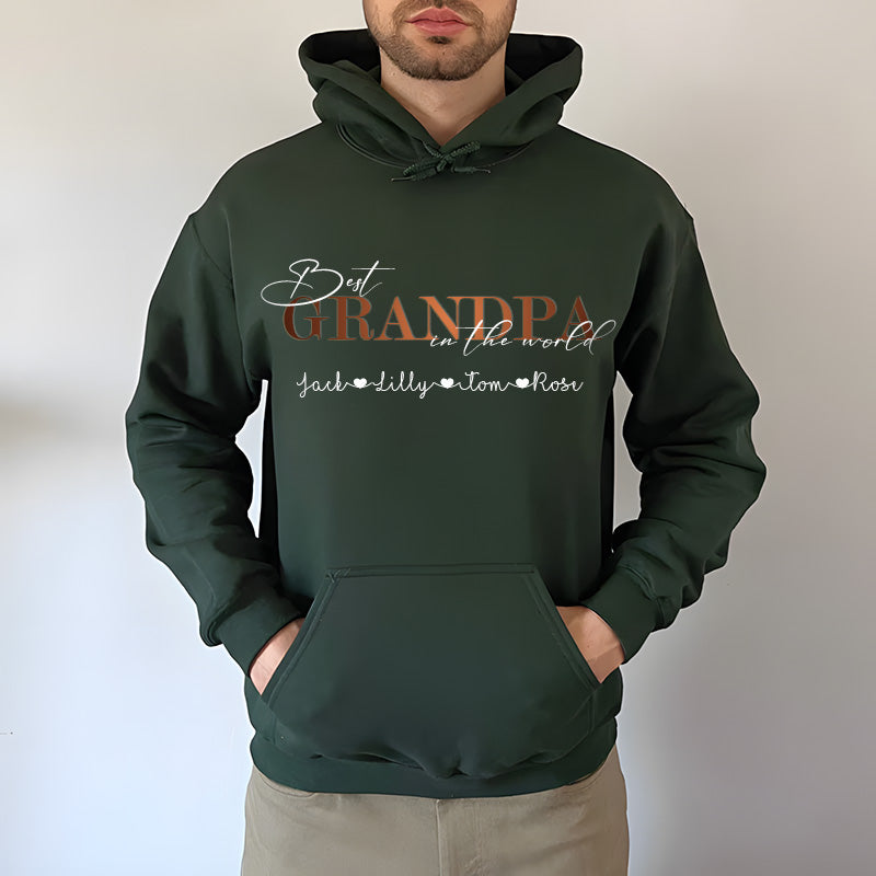 "Best Grandpa in the World" Personalized with Children's Names T-Shirt Gift, Cool Dad Sweatshirt