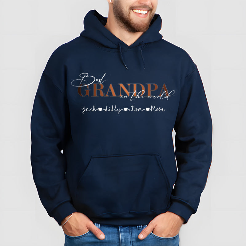 "Best Grandpa in the World" Personalized with Children's Names T-Shirt Gift, Cool Dad Sweatshirt