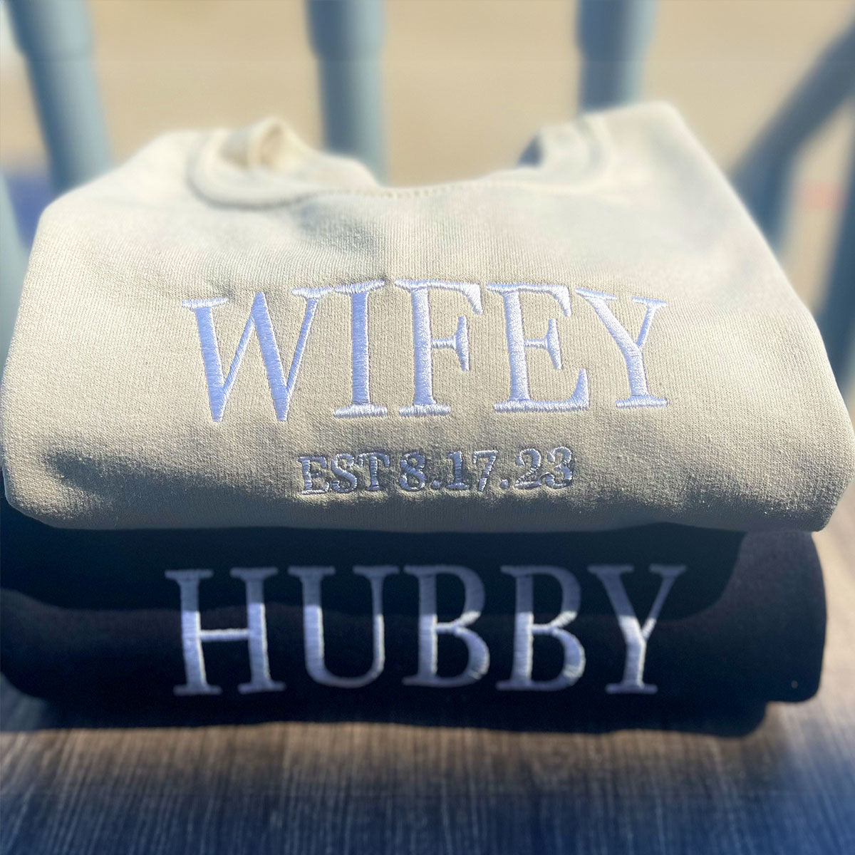 Customized Wifey and Hubby Sweatshirts, Personalized Wifey Sweater, Gift Ideas For Married Couples