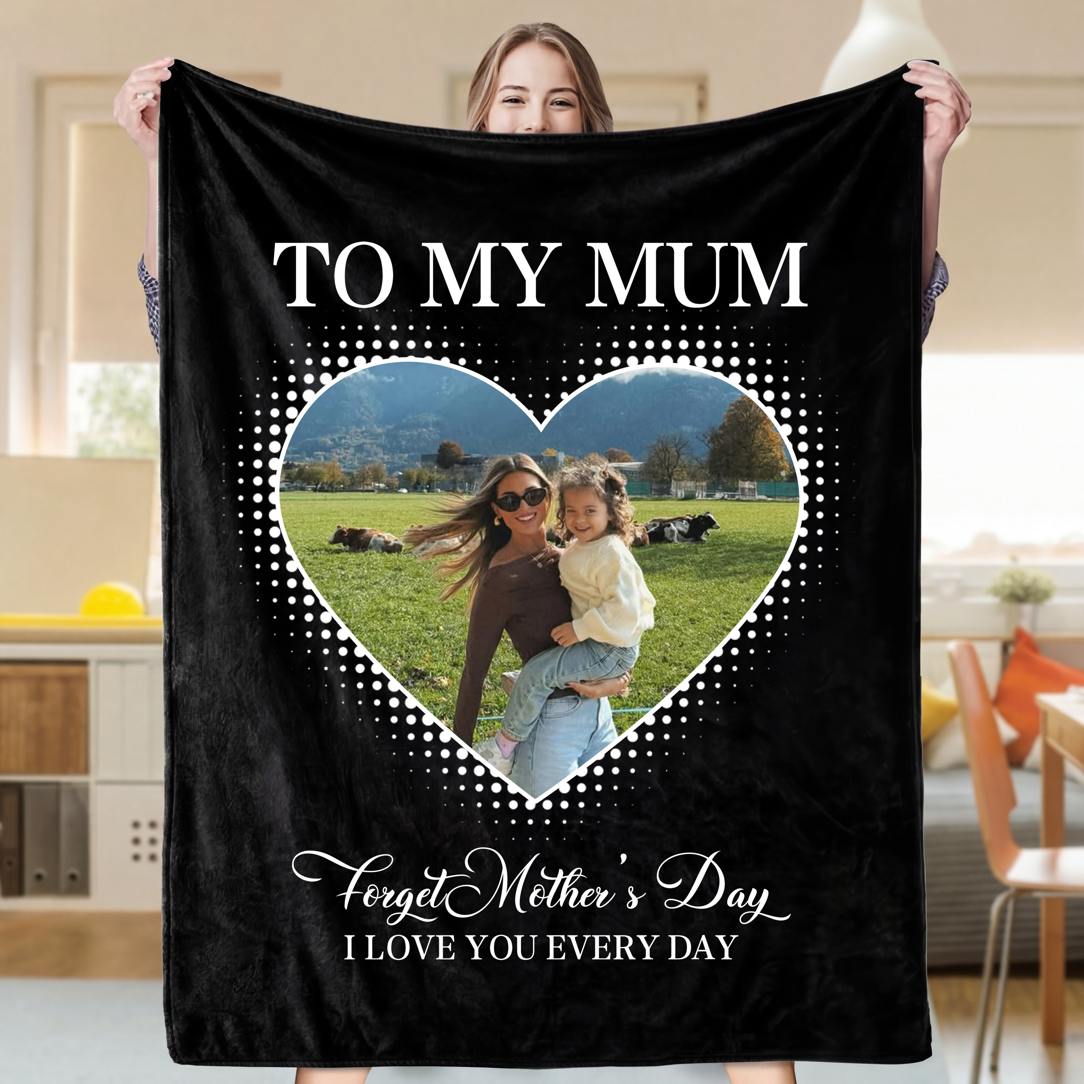 Personalized Heart Photo Blanket – Custom “To My Mum” Blanket Gift for Mom | Mother’s Day Gift