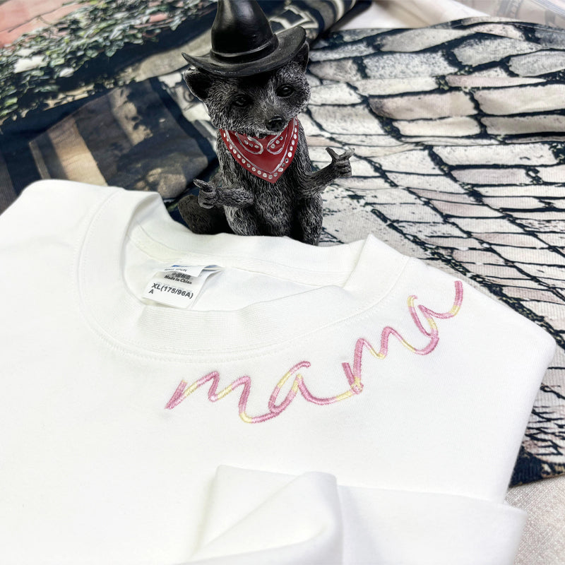 💖Custom Mama Colorful Embroidered Sweatshirt with Kids Names Sleeve