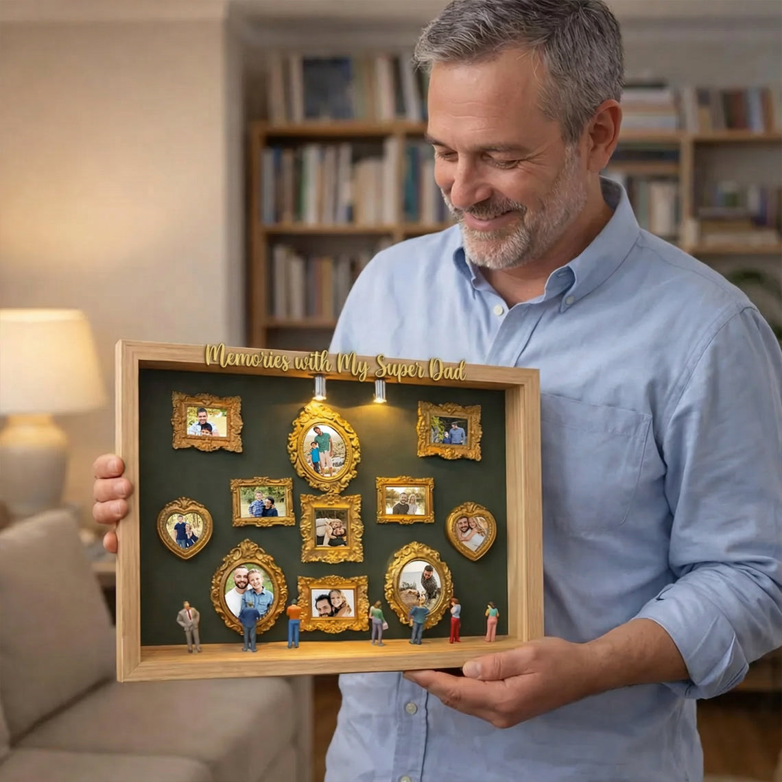Personalized Mom's Memory Museum Photo Frame with Light, DIY Mini Museum Frame Box,Mother's Day Gift