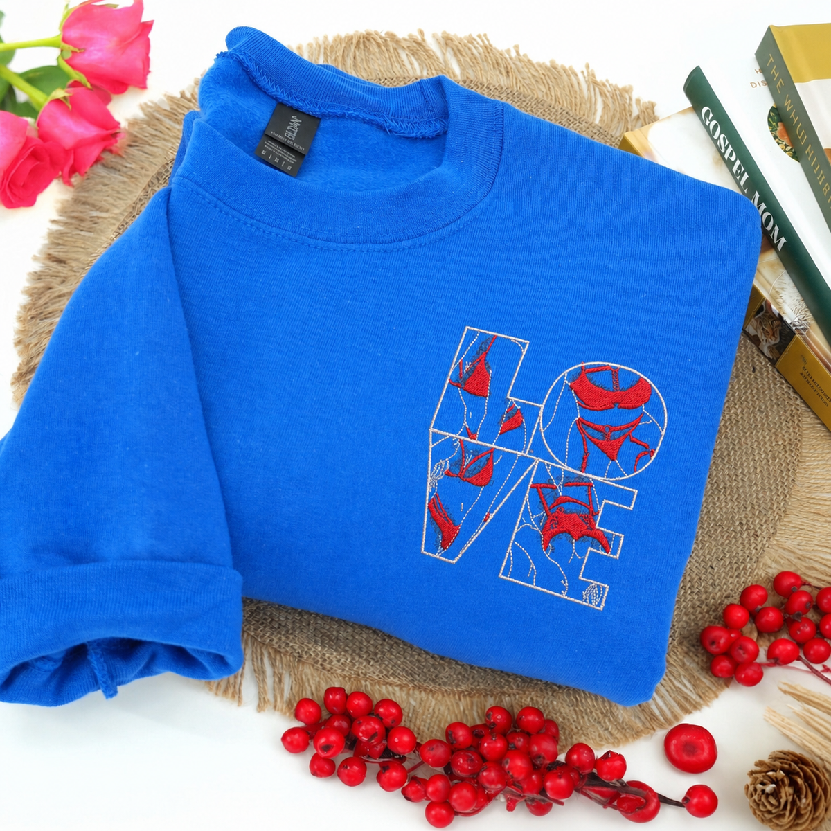 Custom Spicy Boudoir Hoodie — LOVE Letters Embroidered with Couples Photos, Personalized Anniversary Sweatshirt
