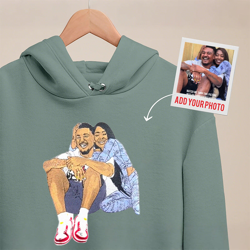 (with facial details) Custom Couple Full Color Embroidered Sweatshirt - 💕 Best Gifts to Lover 💕