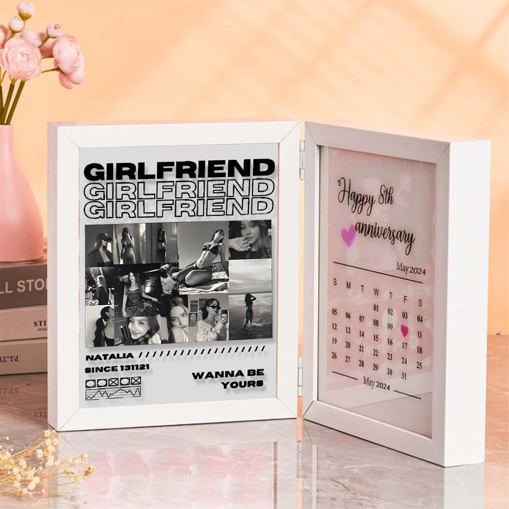 Personalized Girlfriend Photo Frame With Anniversary Calendar