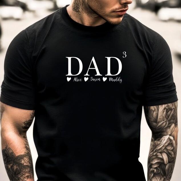 Custom Dad 2 Shirt With Kids Names, Third Baby Reveal, New Dad Gift