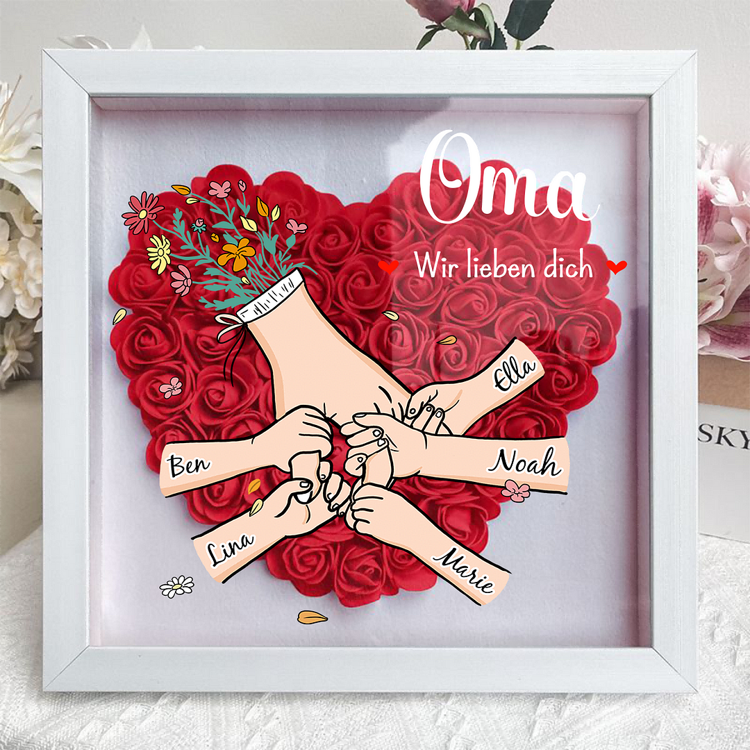 🇩🇪 Familienliebe für die Ewigkeit - Personalisierte Blumenbox mit Gravur für Mama & Oma