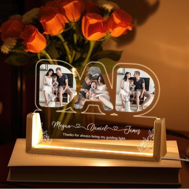 Personalized Best Dad Photo Name Night Light, Best Gift For Father's Day