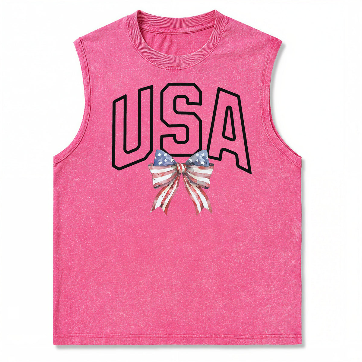 Washed USA Patriotic Tank with Custom Back Text Personalized 4th of July Top