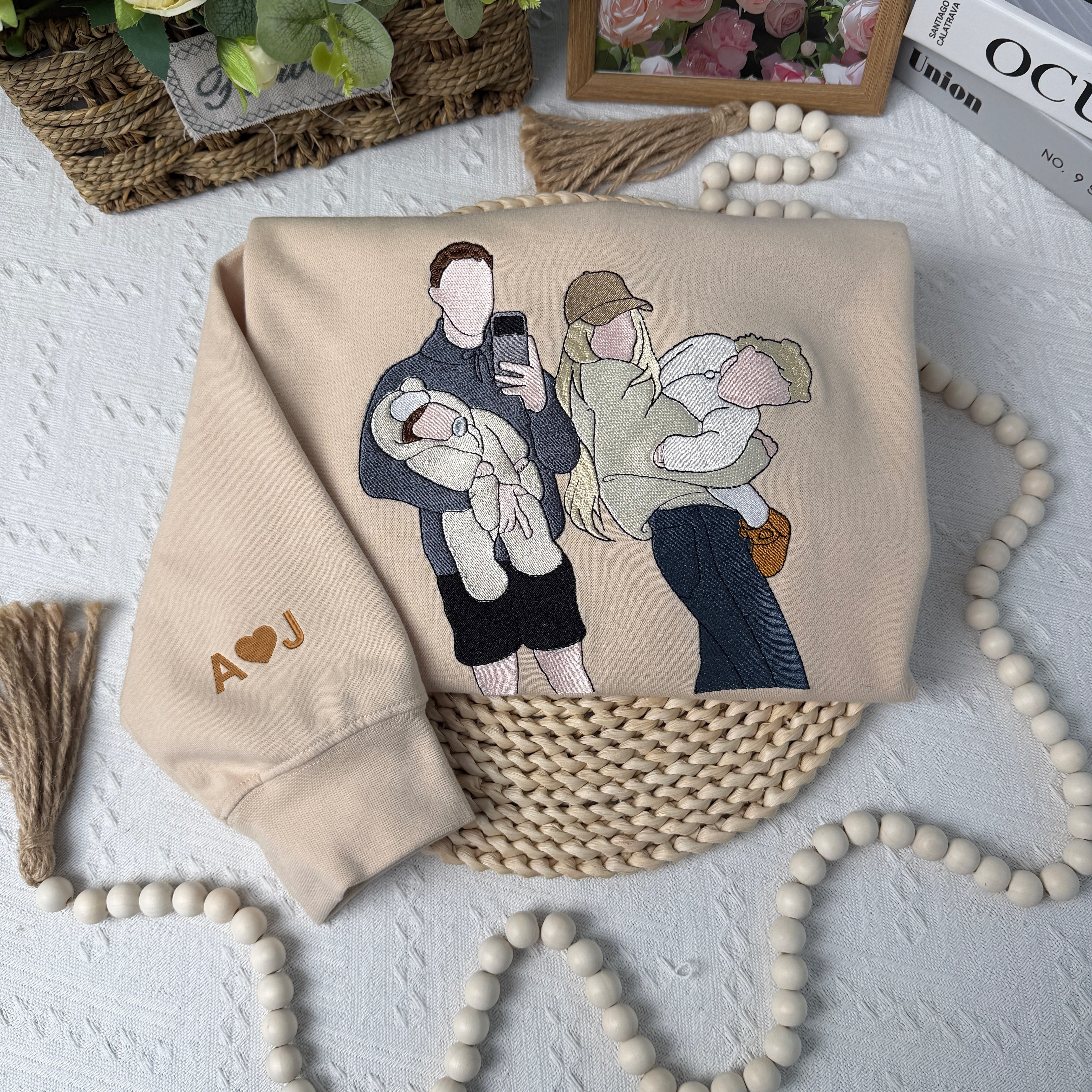 Custom Mama,Mom Portrait Embroidered T-shirt Sweatshirt