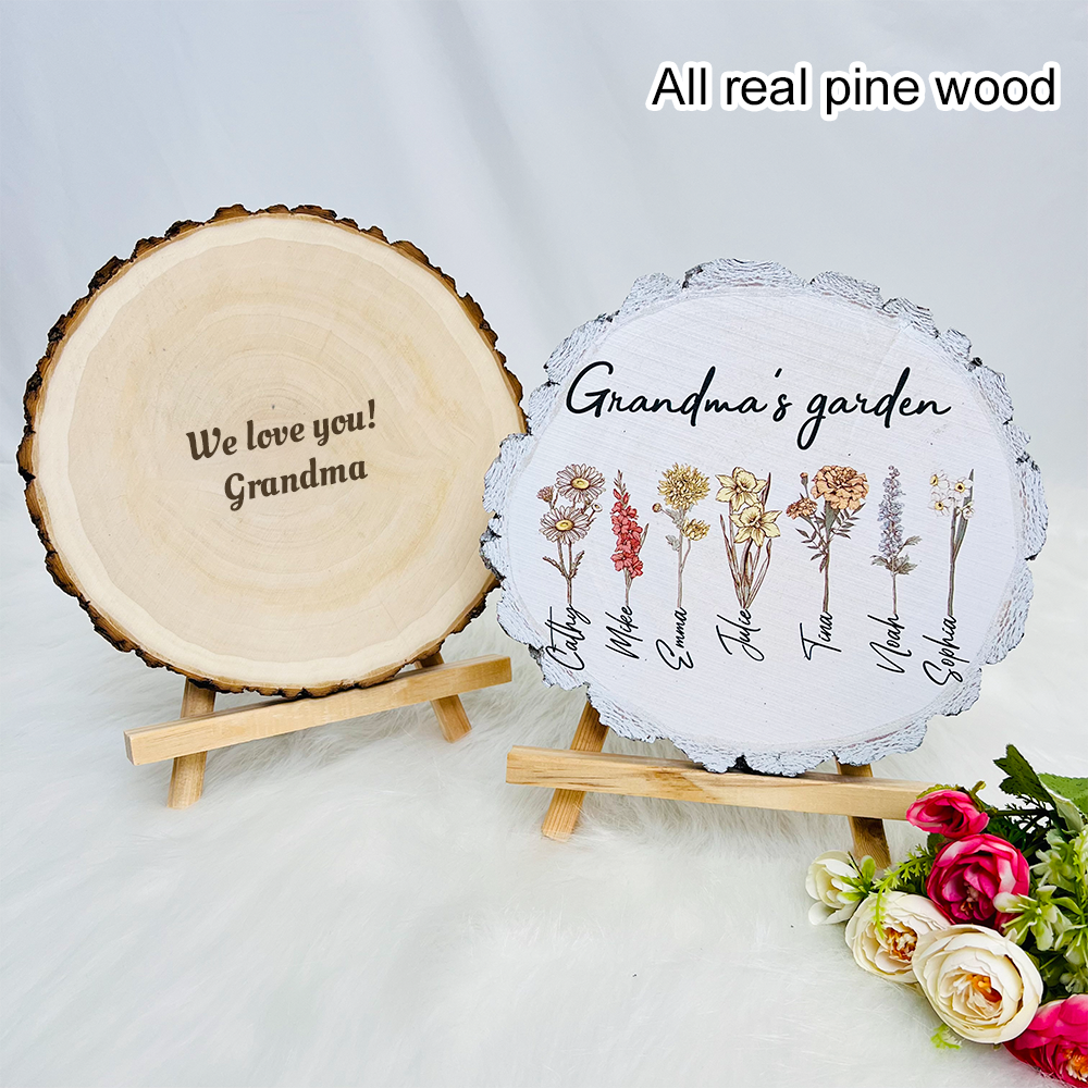 ⭐️ Mom's Garden is Her Children Custom Natural Wood Slice With Name