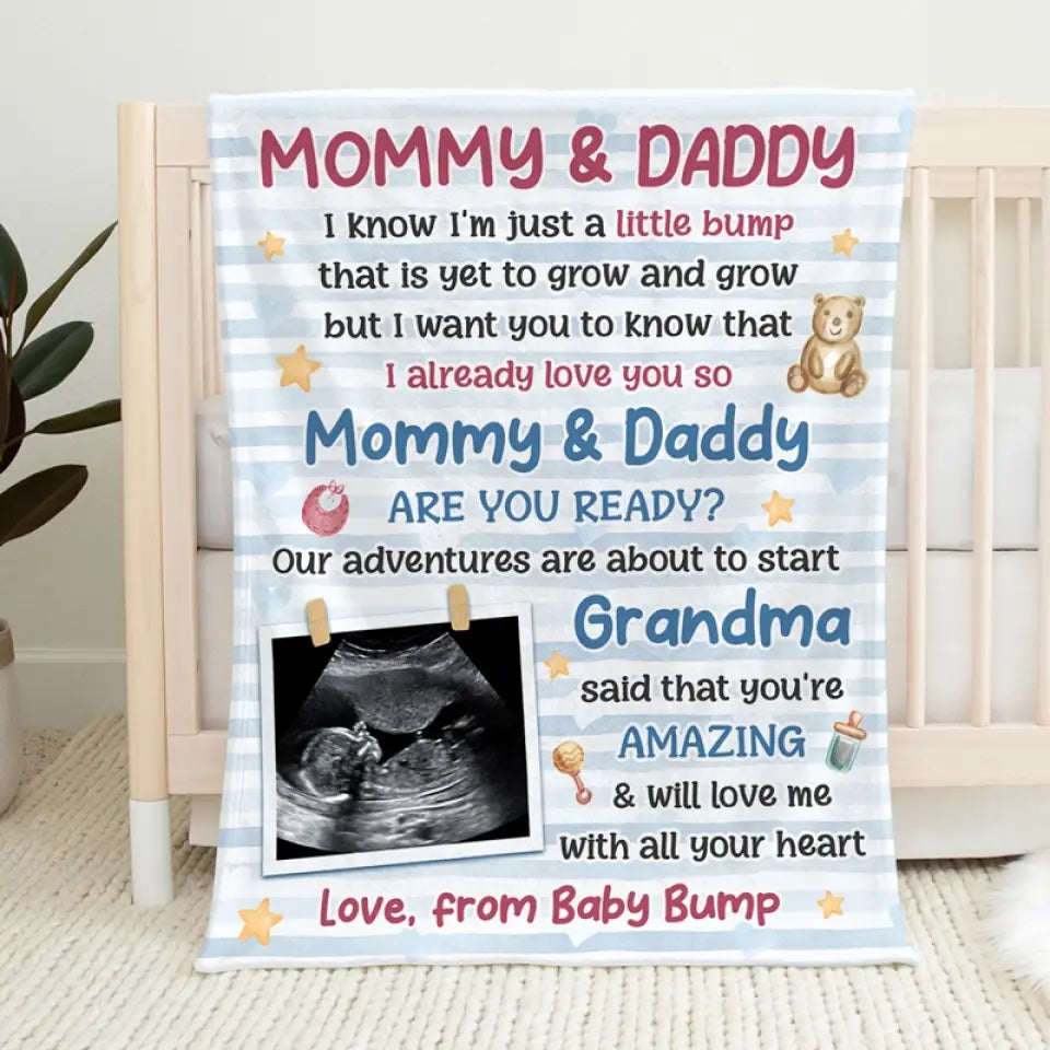 Custom Photo Mommy Daddy Are You Ready Blanket - Family Custom Blanket Baby Shower Gift