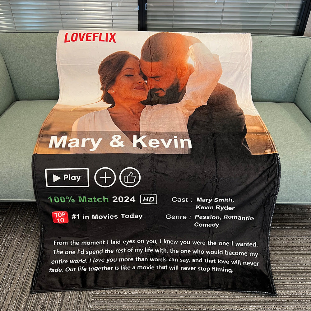 ⭐️Custom LOVEFLIX Movie Photo Blanket with Your Love Story