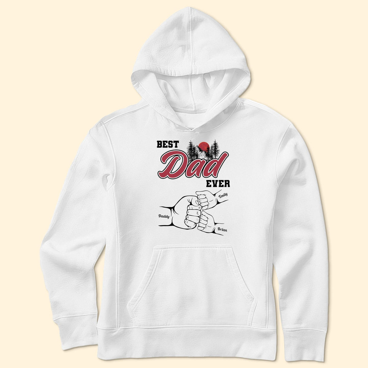 Best Dad Ever Fist Bump Custom Kids' Names - Personalized Sweatshirt