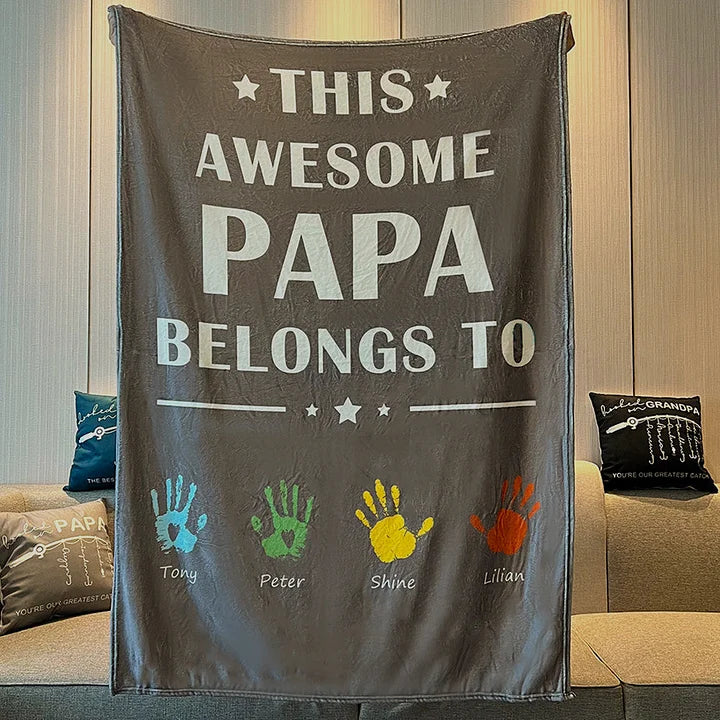 💖For Dad Blanket👨Personalized This Awesome Daddy Belongs to Blanket