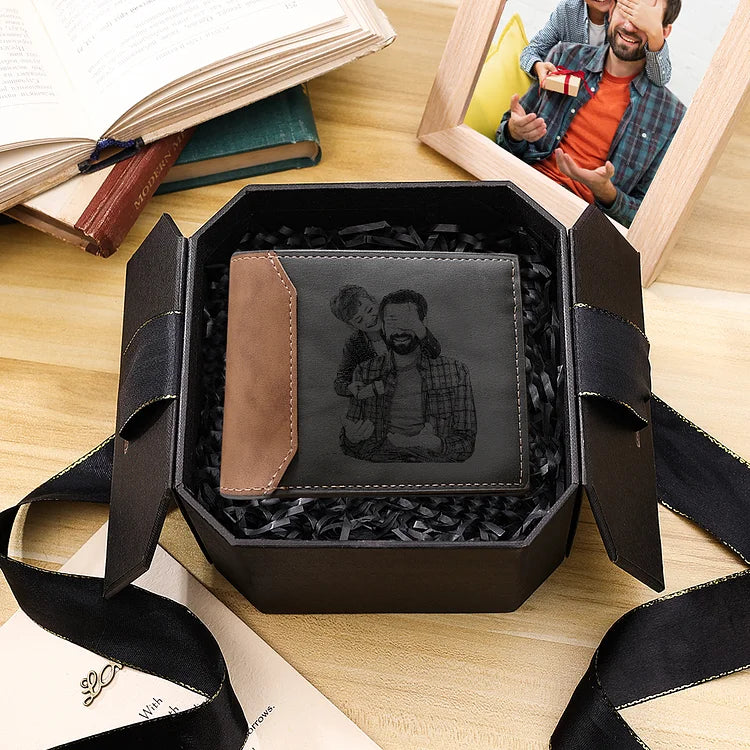 Men's Photo Custom Wallet Gray Personalized Gifts