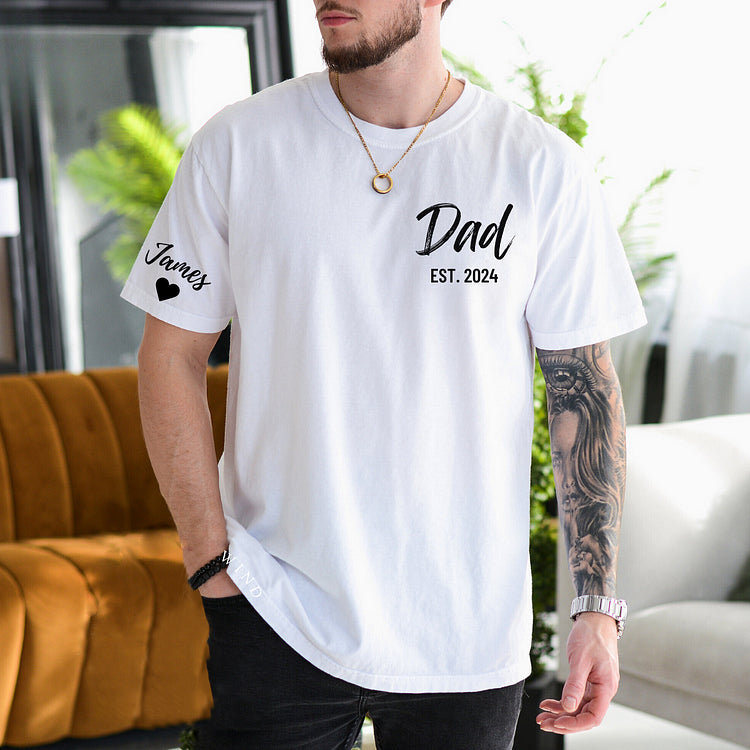 Dad's Edition-Custom Dad Shirt with Kids Names On Sleeve