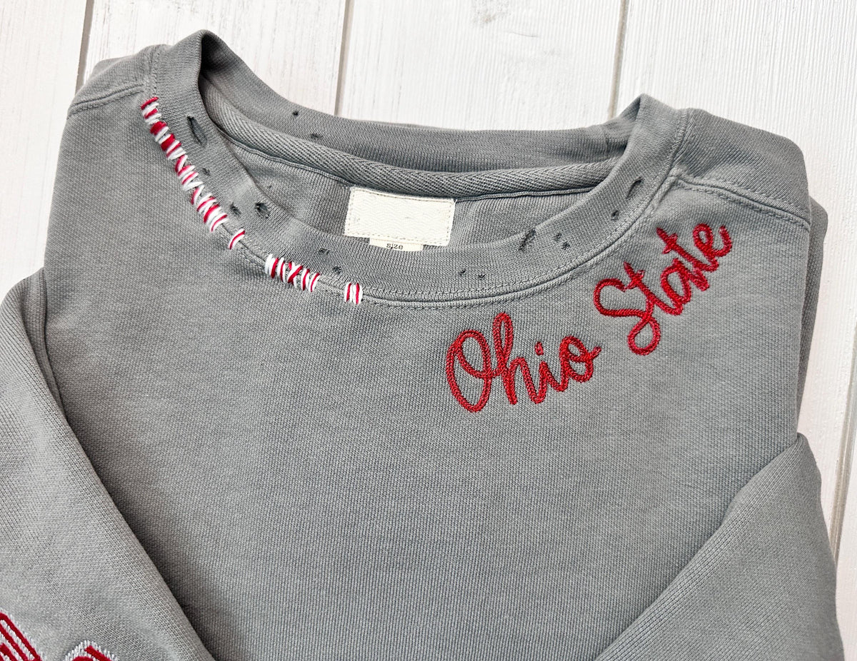 VINTAGE CUSTOM CREW-Custom Embroidered Hand Distressed Sweatshirt Crewneck