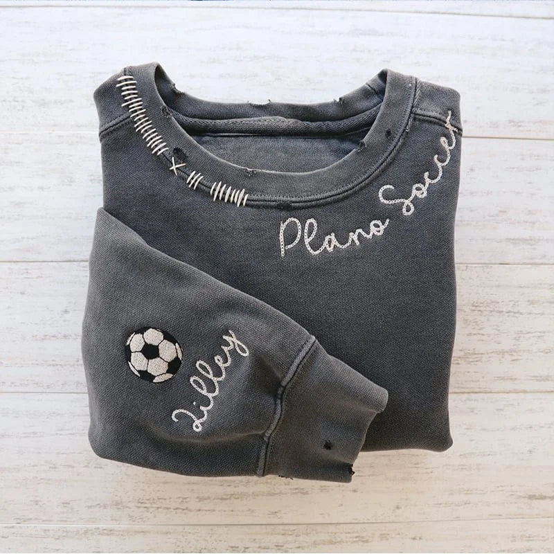 VINTAGE CUSTOM CREW-Custom Embroidered Hand Distressed Sweatshirt Crewneck