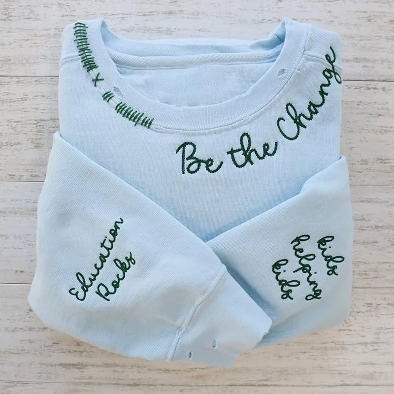 VINTAGE CUSTOM CREW-Custom Embroidered Hand Distressed Sweatshirt Crewneck