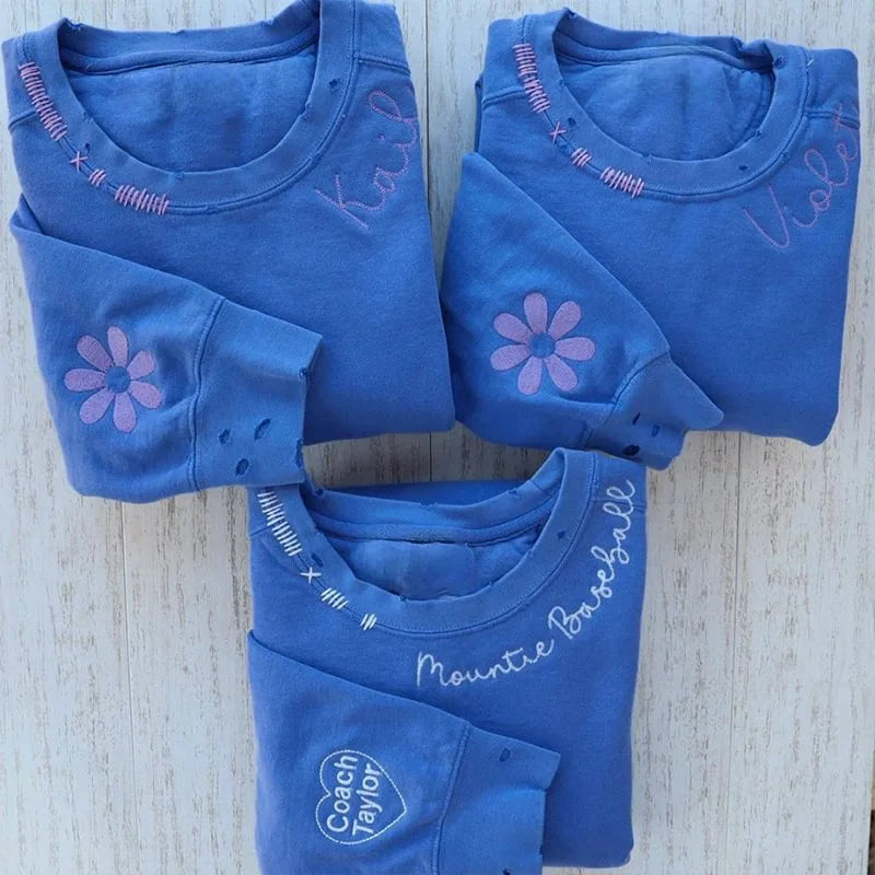 VINTAGE CUSTOM CREW-Custom Embroidered Hand Distressed Sweatshirt Crewneck