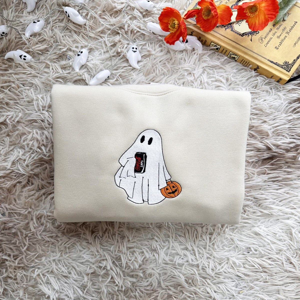 🎃 Custom Ghost Drinking Embroidered Sweatshirt 👻