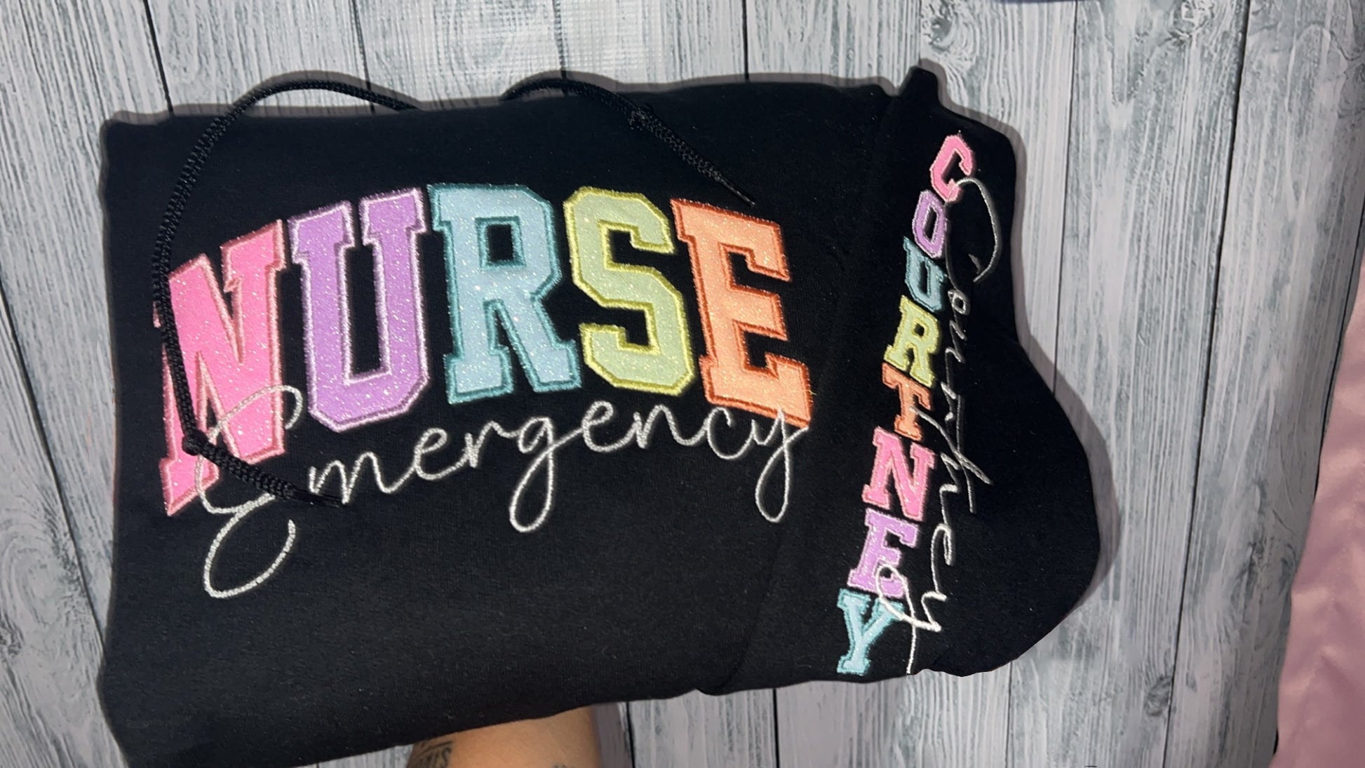 Custom Multi Colored Embroidered Glitter Crewneck