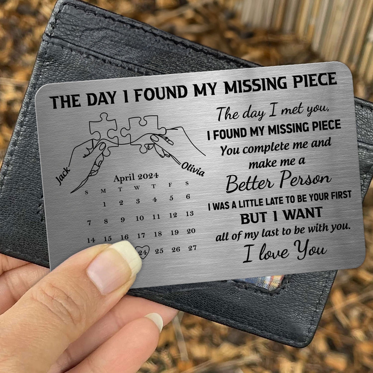 Personalized The Day I Found My Missing Piece Aluminum Wallet Card