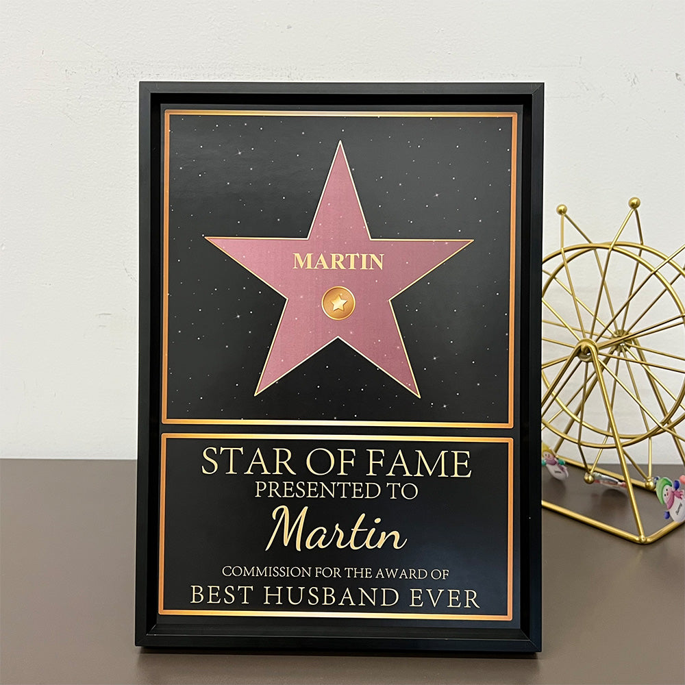 Personalized Star of Fame Frame Presented To Your Partner, Anniversary Gift