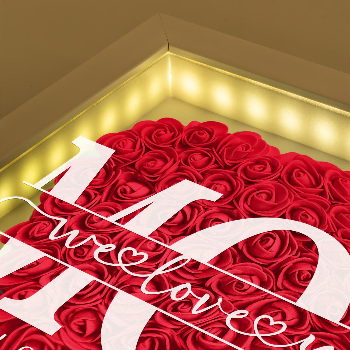 We Love You Mom - Personalized Flower Shadow Box With LED Light