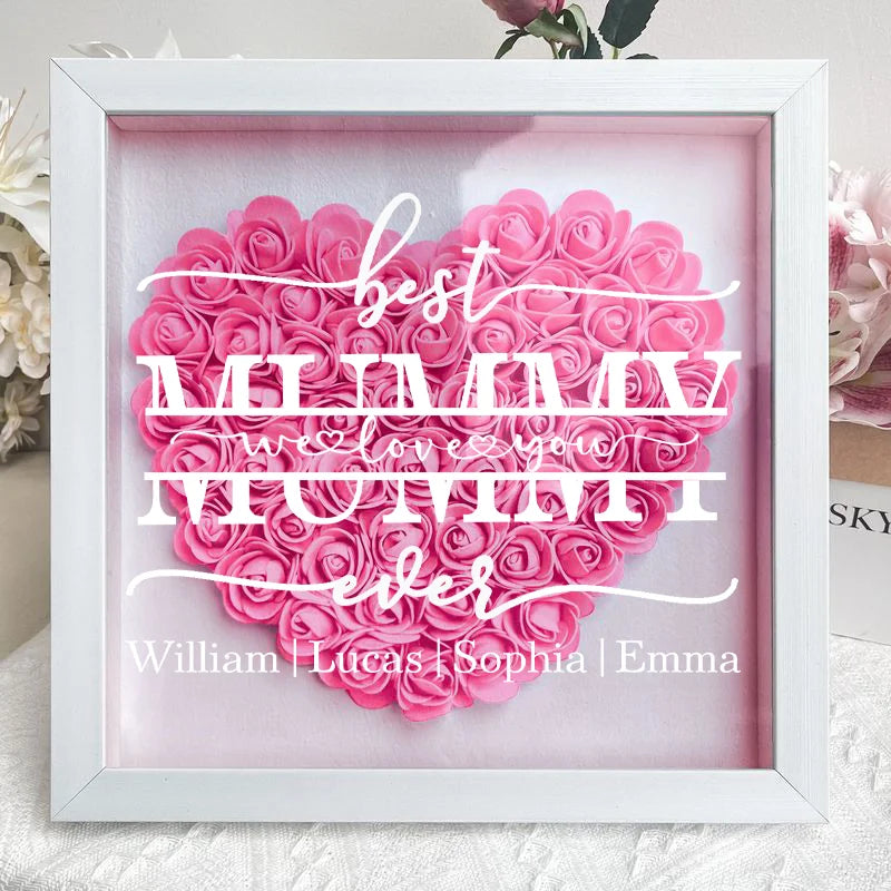 Best Mom Ever - Personalized Flower Shadow Box With Led Light
