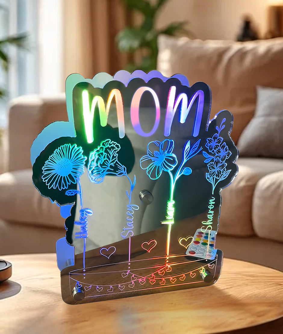 Customized Mom's Garden Child's Name Double Mirror Lamp