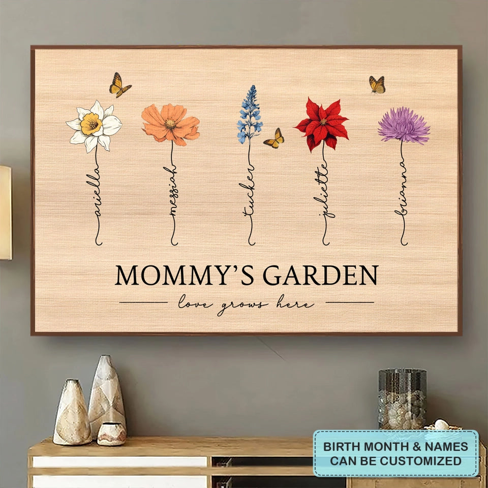 Grandma's Garden Love Grows Here - Personalized Custom Poster/Wrapped Canvas