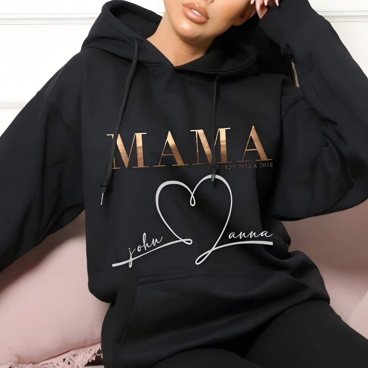 Custom Mama Hoodie With Child's Name Birth Year - Perfect Baby Shower Gift