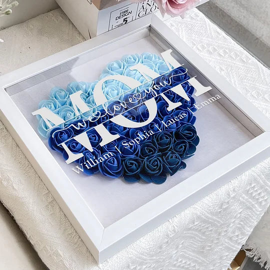 Custom Mom We Love You - Personalized Flower Shadow Box