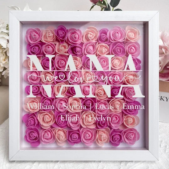Custom Mom We Love You - Personalized Flower Shadow Box