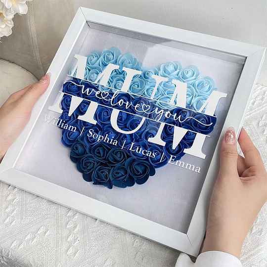 Custom Mom We Love You - Personalized Flower Shadow Box